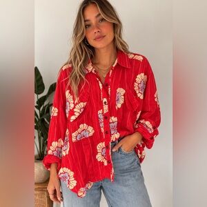 NWOT We The Free Women’s Hidden Flower Camo Print Shirt - Size Small